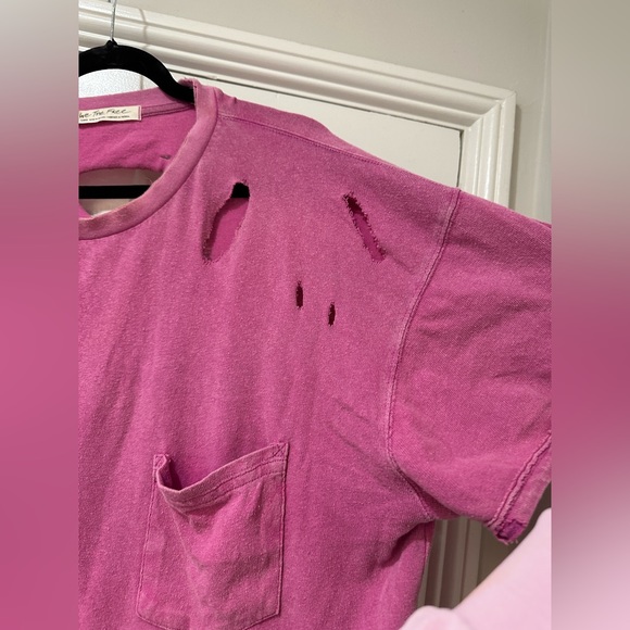 We the Free pink short sleeve distressed torn tee shirt top - Picture 5 of 10